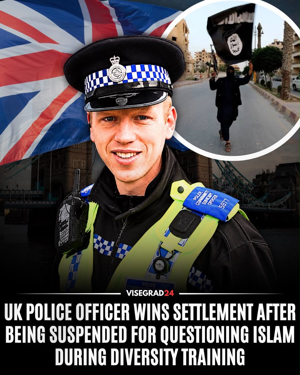 visegrad24's tweet photo. UK Christian Police Community Support Officer Luke Salmons, 46, has received a confidential settlement from North Yorkshire Police after being suspended for questioning claims that Islam is a “religion of peace” and raising questions about jihad, Hamas and Gaza during mandatory diversity training.

Salmons was suspended two days after the session and was later found guilty of gross misconduct and placed on the Police Barred List, effectively preventing him from working in policing.

He appealed, and North Yorkshire Chief Constable Tim Forber subsequently concluded that his conduct did not amount to gross misconduct or breach professional standards, resulting in his removal from the barred list.

Salmons then brought legal claims alleging religious discrimination, harassment and violations of his freedoms of religion and expression. North Yorkshire Police settled the case before it reached an Employment Tribunal, with the amount remaining confidential.
