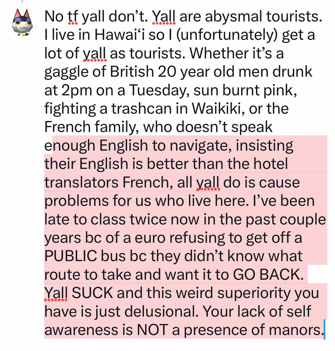 TiliTiliBoo's tweet photo. @jellwhyfish @iloveduster26 And don’t even get me started on how racist yall are to everyone around here. https://t.co/4LZyCf8YvR