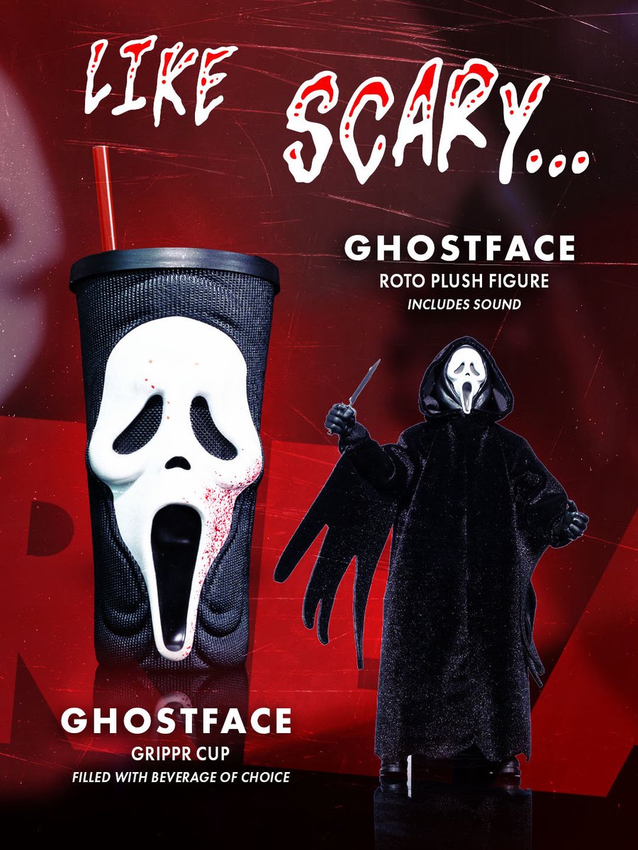 RegalMovies's tweet photo. Let's face it baby, these days, you gotta have scary merch 👻📞 

The Scream 30th Anniversary merch arrives at Regal on October 16. Pick up yours at select locations, while supplies last. Scream returns to Regal October 30. https://t.co/dGxK7o5bC3