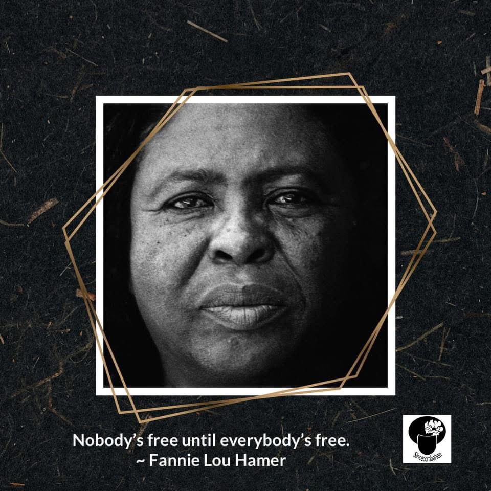 Sincecombahee's tweet photo. Today marks the 109th #BornDay of #FannieLouHamer. She emerged as one of the most influential grassroots leaders of the U.S. Civil Rights Movement, becoming nationally known for her leadership in voting rights. organizing and the Mississippi Democratic Freedom Party. #KnowHer https://t.co/dcuirICmvU