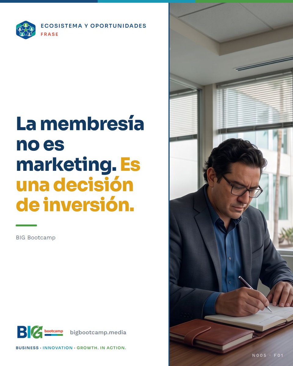MyBigBootCamp's tweet photo. La membresía no es marketing.

Es una decisi��n de inversión — y las inversiones se auditan.

¿Cuántos clientes te trajo la que pagaste este año? https://t.co/ettm4mabHU
