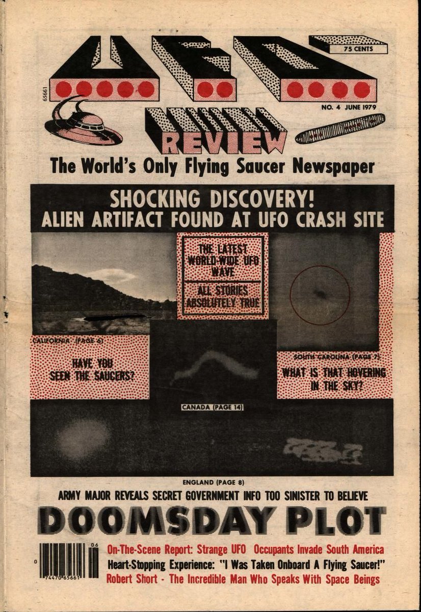 FolkBestiary's tweet photo. UFO Review No. 4. Alien Artifact Found at UFO Crash Site cover, June 1979 https://t.co/PYtliaX07D