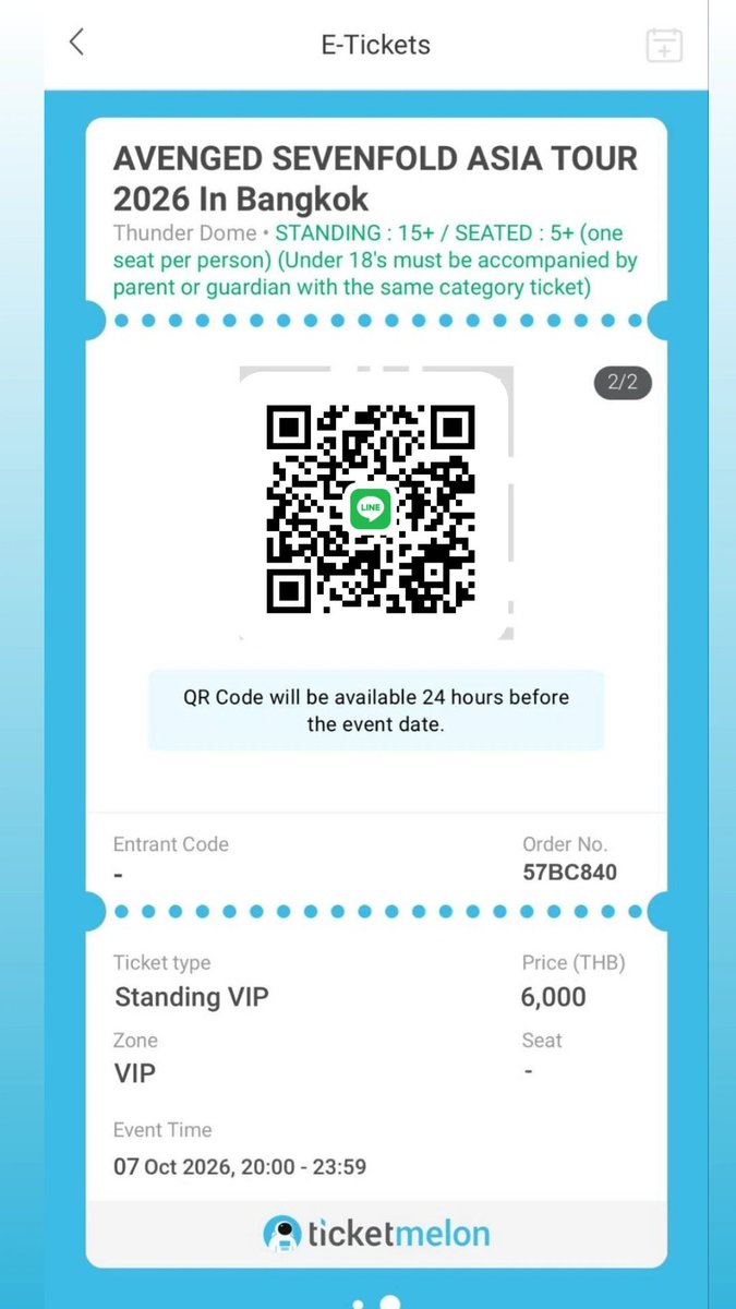 Katoonkaa58's tweet photo. ปล่อย VIP 1 ใบ 

5,500 บาท พร้อมส่ง Qr code 

ยินดีแนบ เครดิต เอกสารครบ 

สนใจทีกมาได้เลย หรือ Qr line สแกนได้เลย 

#a7x #AvengedSevenfold  #AvengedSevenfoldLiveinBKK https://t.co/g30VY41VZX