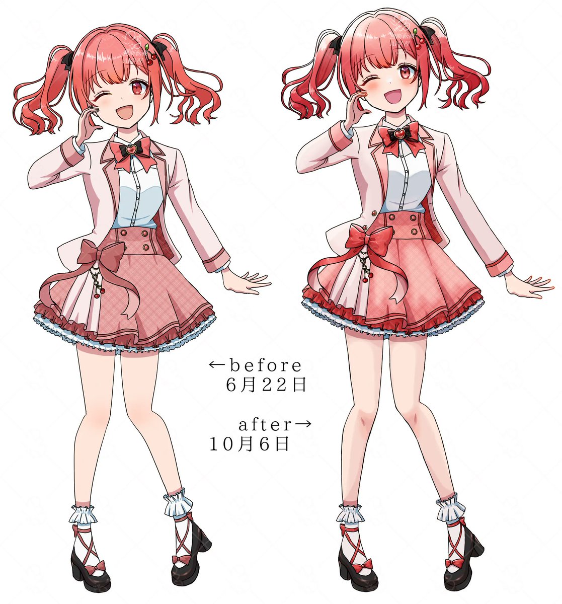 yurui_ilust's tweet photo. 立ち絵製作のセールをするにあたって見本の立ち絵の手直しをしたんでビフォアフを見てやってくださいよ。 https://t.co/DIQik8WhYr