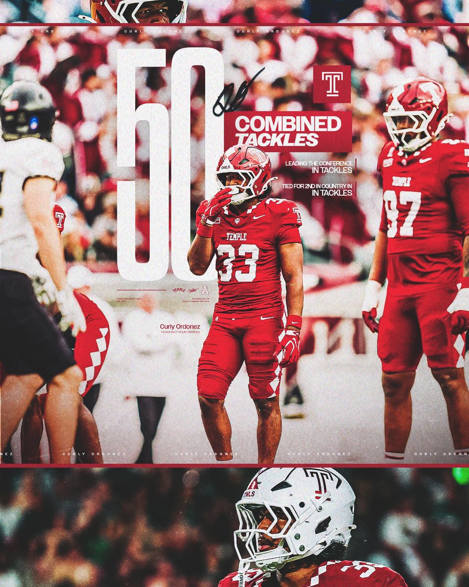 Temple_FB's tweet photo. 𝓐𝓶𝓸𝓷𝓰 𝓽𝓱𝓮 𝓑𝓮𝓼𝓽 😤🤝

@ApCurly is among the leaders in the Nation in Tackles after Week 5.

#TempleTUFF https://t.co/iqNgYib6cx