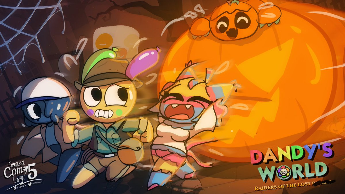 1999Cosmos's tweet photo. ★ Sweet ★ 

Dandy's Worlds 
"Raiders of the Lose p...umkin"🎃

Run!!!

#dandysworld #dandysworldlooey #dandysworldfanart https://t.co/OHeuqqR452