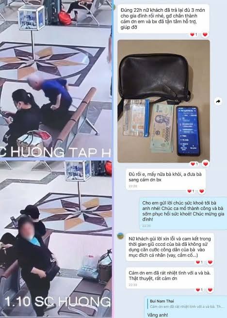 acctrung's tweet photo. Cầm nhầm túi xách có hơn 10 triệu đồng ở bến xe Mỹ Đình, người này sau đó đã chủ động liên hệ và trả lại toàn bộ tài sản gồm tiền, điện thoại và giấy tờ cho chủ nhân. https://t.co/trdDYbpLZI