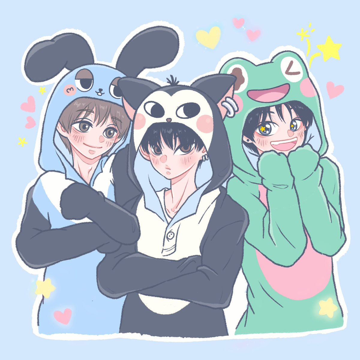 Backgyu916's tweet photo. 종이 다른 이씨 가족 🐰🦊🐸 https://t.co/f8ZJiseGkN