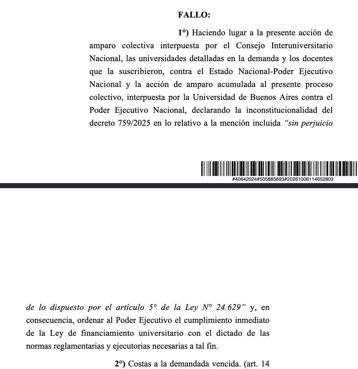 EstebanPaulon's tweet photo. SIN DEMORAS. FINANCIAMIENTO AHORA!

En democracia las leyes se cumplen. Y de manera inmediata. 
El juez Cormick acaba de ordenar, NUEVAMENTE, que se cumpla la ley de Financiamiento universitario, ley votada 4 veces en el Congreso. 
El jefe de gabinete @diegosantilli debe adecuar YA las partidas para hacer frente a los pagos.