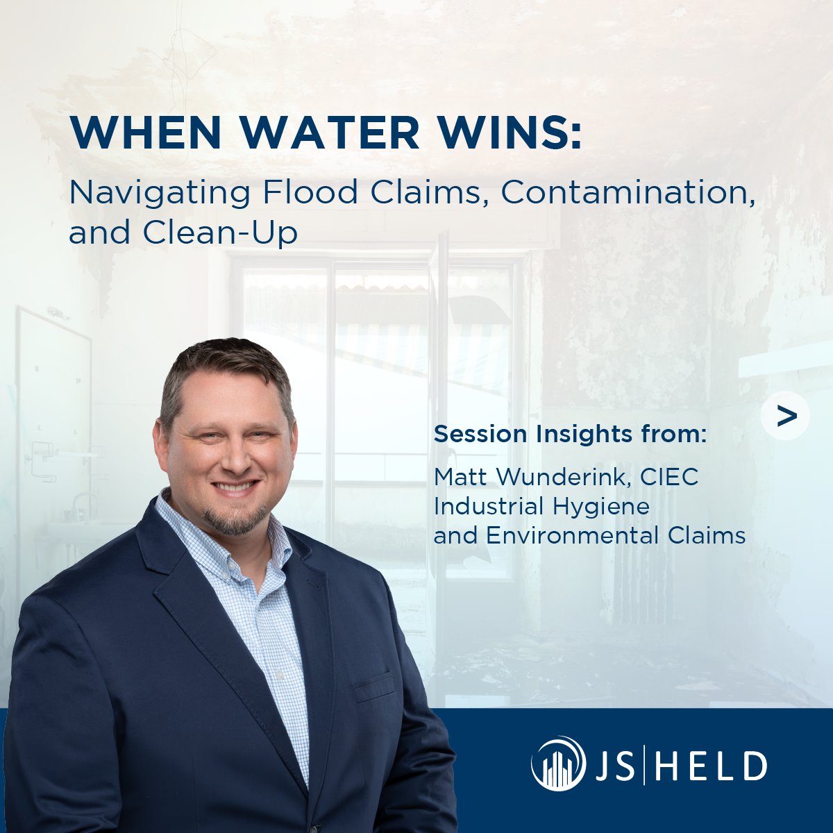 JS_Held's tweet photo. Matt Wunderink shares insights on evaluating water intrusion events, contamination concerns, and remediation decisions from his recent session, “When Water Wins: Navigating Flood Claims, Contamination, and Clean-Up.”

Drawing on practical examples and industry guidance, he highlights how technical observations, documentation, and informed decision-making can support defensible outcomes throughout the claims and remediation process.

View the carousel below for key takeaways from the discussion.

To learn more about our industrial hygiene and environmental claims services, visit: https://t.co/IR7mUQooWb

#FindYourExpert #WaterDamage #IndustrialHygiene #PropertyClaims