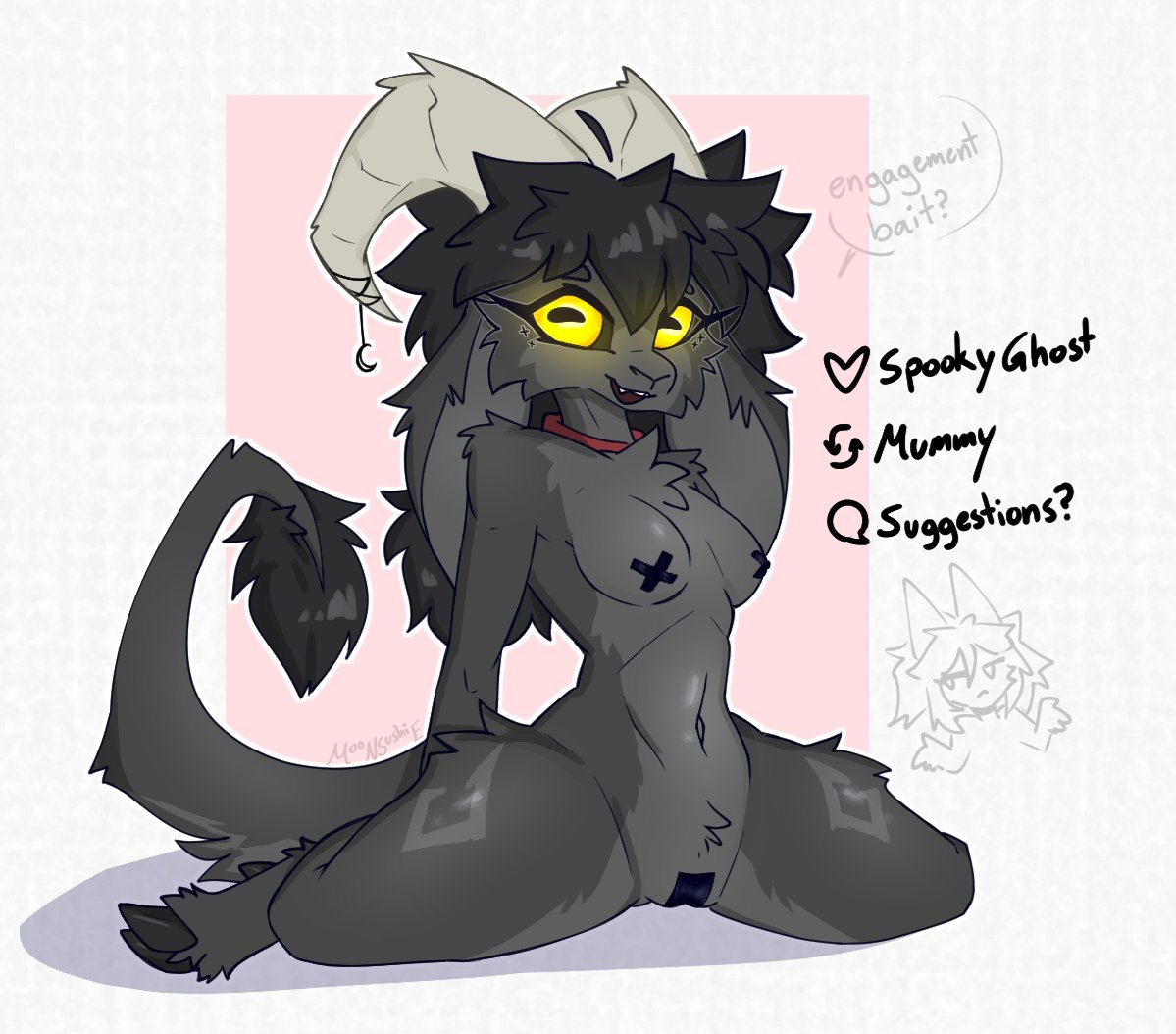 moonsushie_'s tweet photo. Good morning every nya.  Few things
1 the kinktober that lands on my bday is hella lame so nvm
2 libra tail
3 libra costume has to be ghost, the votes are rigged
#smallartist https://t.co/Gl7WzuZUpK