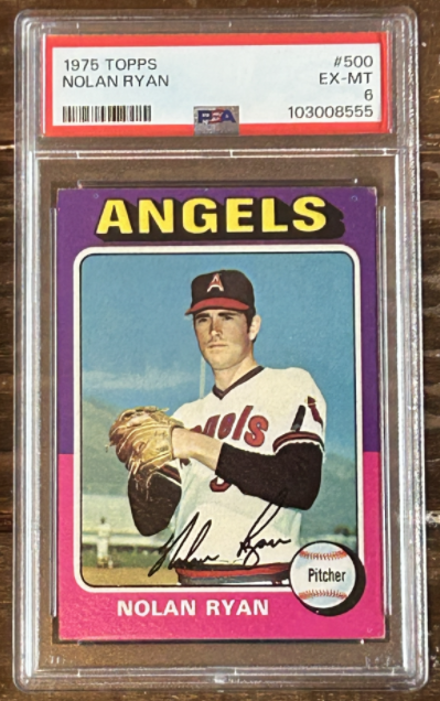 Cardbizon's tweet photo. 1975 Nolan Ryan PSA 6.  Just 1 of his 27 seasons! https://t.co/cyF2Ejzq5f