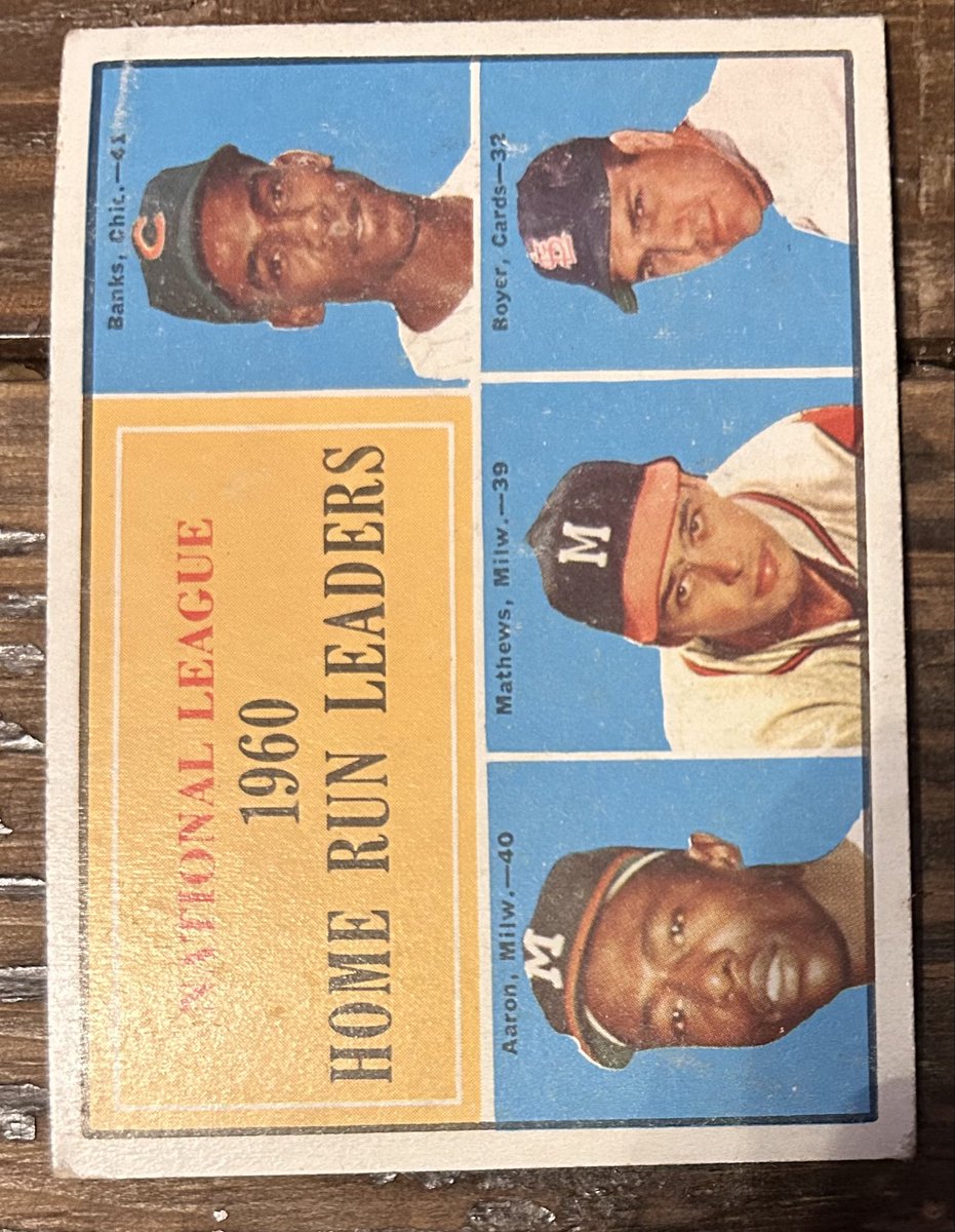 Cardbizon's tweet photo. 1961 home run leaders with Hank Aaron and Ernie Banks! https://t.co/PHOXNCbItL