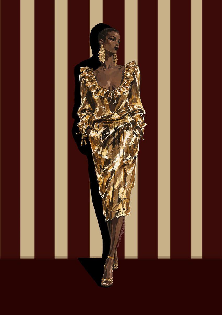 LaModeUnknown's tweet photo. Also, I’m participating in a fashion illustration contest on IG, themed around Saint Laurent SS27.😭

PS: I HAD to submit this one, I’ve spent too many DAYS on those golden reflections lmaooo https://t.co/HuTa7Ibns3