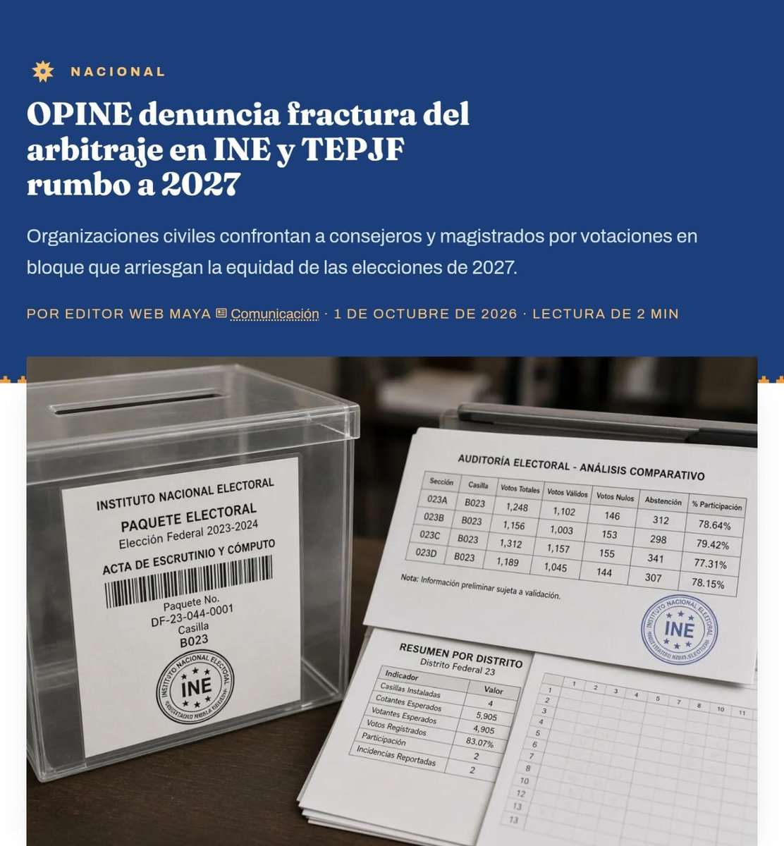 OPINE_MX's tweet photo. 🗞️ ¡El OPINE presente en los medios! Conoce la mención completa aquí: https://t.co/Tn2Vxc10LV https://t.co/2iDCN6PHtV