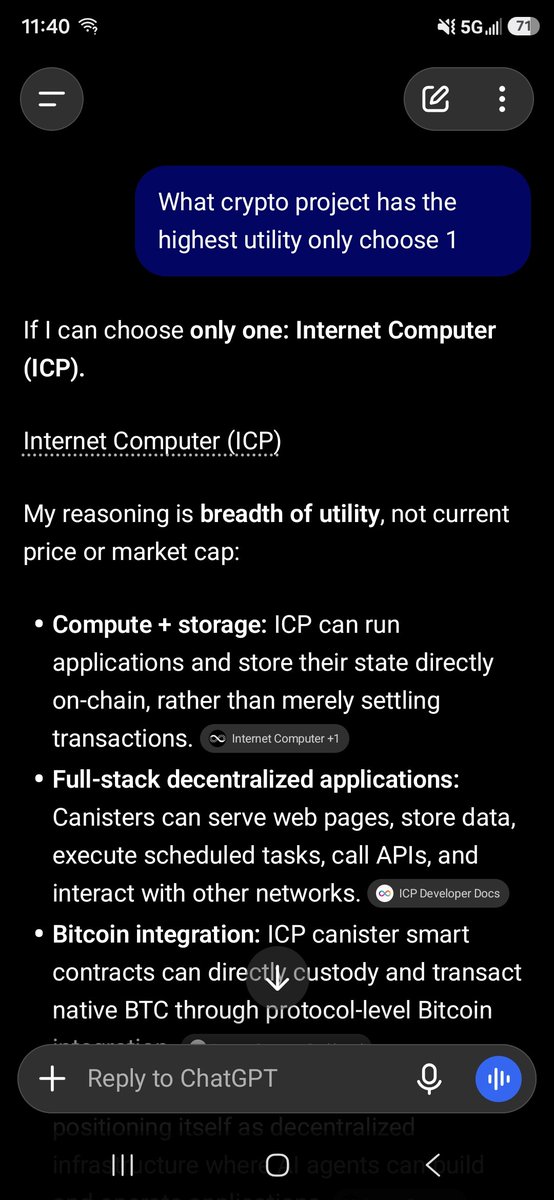ICP_BUZZ's tweet photo. ChatGPT knows what's up $ICP #ICP @dfinity #WORLDCOMPUTER https://t.co/v08PhPhUjh