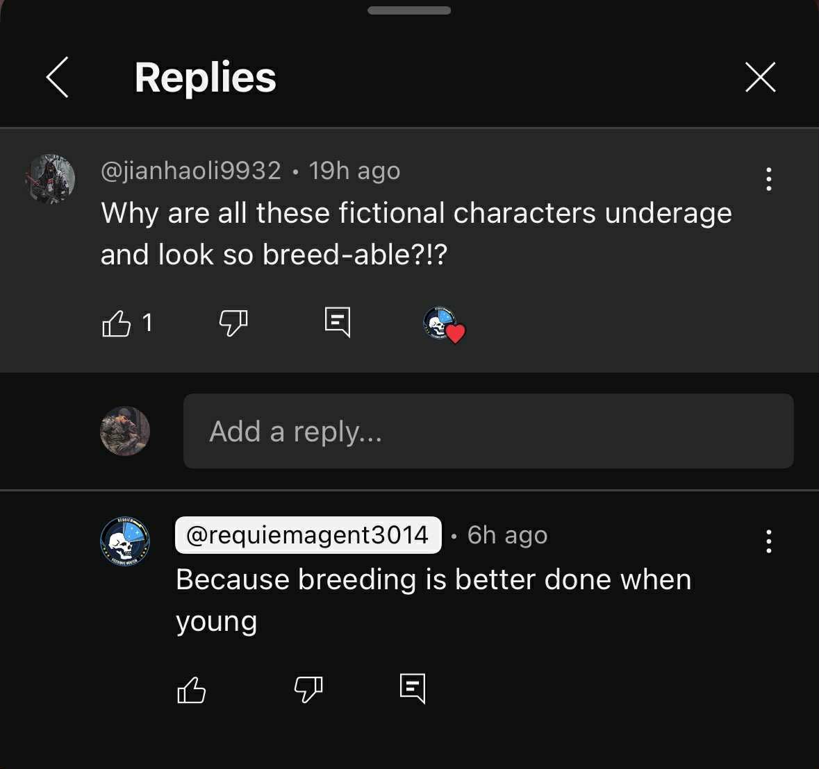RealBTG_'s tweet photo. @TeamYouTube be aware, a creator going by “RequiemReborn” is ban-evading after his original channel “Requiem Agent” was terminated for violating TOS (harmful content to minors)

As a creator, I find it abysmal that a person like this still has a platform. Please review https://t.co/MDrtCt4Jzw