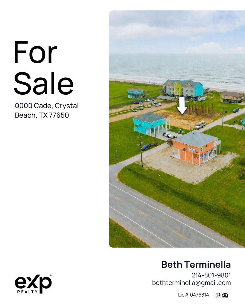 Terminella's tweet photo. Looking for land in Crystal Beach or along the Bolivar Peninsula?

See something that fits your plans? Let’s talk.
Crystal Beach One10 Realty Group | eXp Realty
https://t.co/vPU1MIEcVI
#CrystalBeachTX #BolivarPeninsula #TexasRealEstate #LandForSale https://t.co/KEyjTVkVLp