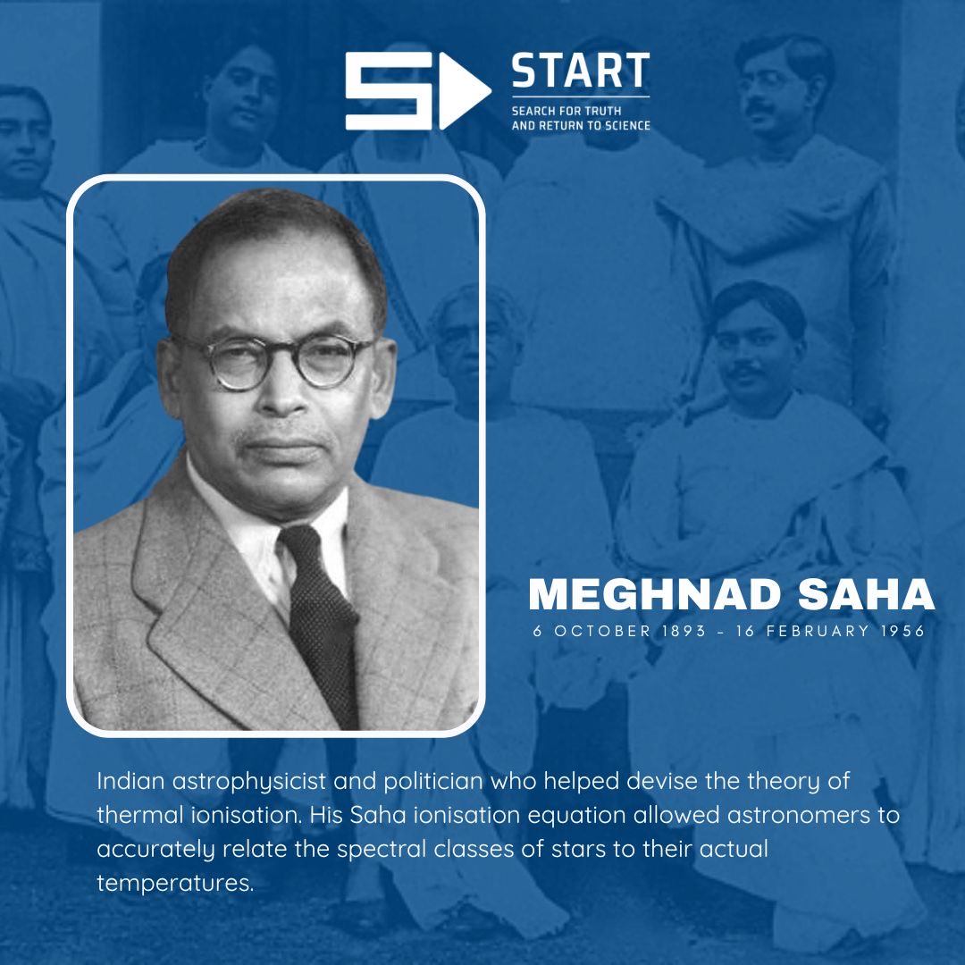 STARToutreach's tweet photo. Meghnad Saha was an eminent Indian theoretical physicist whose work turned astronomy into astrophysics.
@startoutreach
#MeghnadSaha #Astrophysics #SahasIonisationFormula #IndianScientists #TheoreticalPhysicist #StellarSpectra #ThermalIonisation #IACS #DamodarValleyCorporation https://t.co/80RzolpvGp