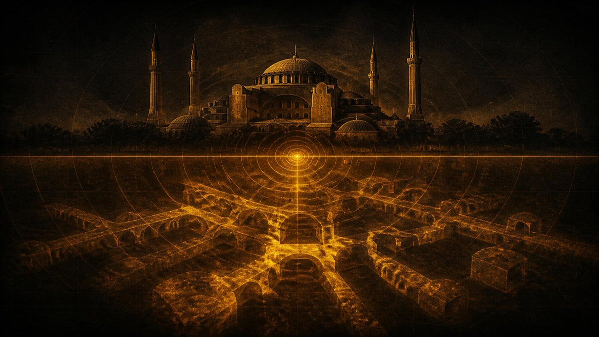 ConspiracyPulse's tweet photo. There is a tunnel under Hagia Sophia that has no water pipes, and nobody can say what it was for.

Popular Mechanics reported today on a new study in Open Archaeology by architecture professor Hasan Fırat Diker. Since early 2025, crews working for Turkey's Directorate General of Foundations have been clearing the underground spaces beneath the long-vanished atrium of the original church.

What the study says they found:
• about 300 tons of soil and rubble hauled out of narrow, dark, badly ventilated passages
• underground structures nobody knew existed
• one chamber holding seven separate water conduits from different periods
• a passage Diker calls the most "enigmatic," with an irregular layout and multiple branches

That last one is the strange part. Past an archway, a vaulted tunnel leads to more arches and a wall that was never documented before. One stretch is lined with eight rectangular niches under unusually fine vaulting, and there are no terracotta pipes at all, which suggests it was built for something other than carrying water.

Most of the network was plumbing for a dense city above. But much of it is still choked with mud from old collapses, and the team expects more passages to turn up.

A building nearly 1,500 years old, studied for centuries, and we're still finding rooms under it. What do you think that niche-lined tunnel was for?

Source: Popular Mechanics and the Open Archaeology study. Links below.