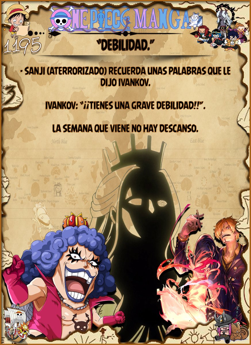 GSPLeaks's tweet photo. ¡BREVE RESUMEN [#SPOILERS] DEL #CAPÍTULO DE ONE PIECE 1195!

- ONE PIECE CAPÍTULO 1195: “DEBILIDAD”.

#ONEPIECE1195 #ONEPIECE #SANJI #NefertariDLili #LILI #BIBLO #ELBAPH #1195SPOILERS #OP1195 #ZORO https://t.co/rRj9OQa9zg