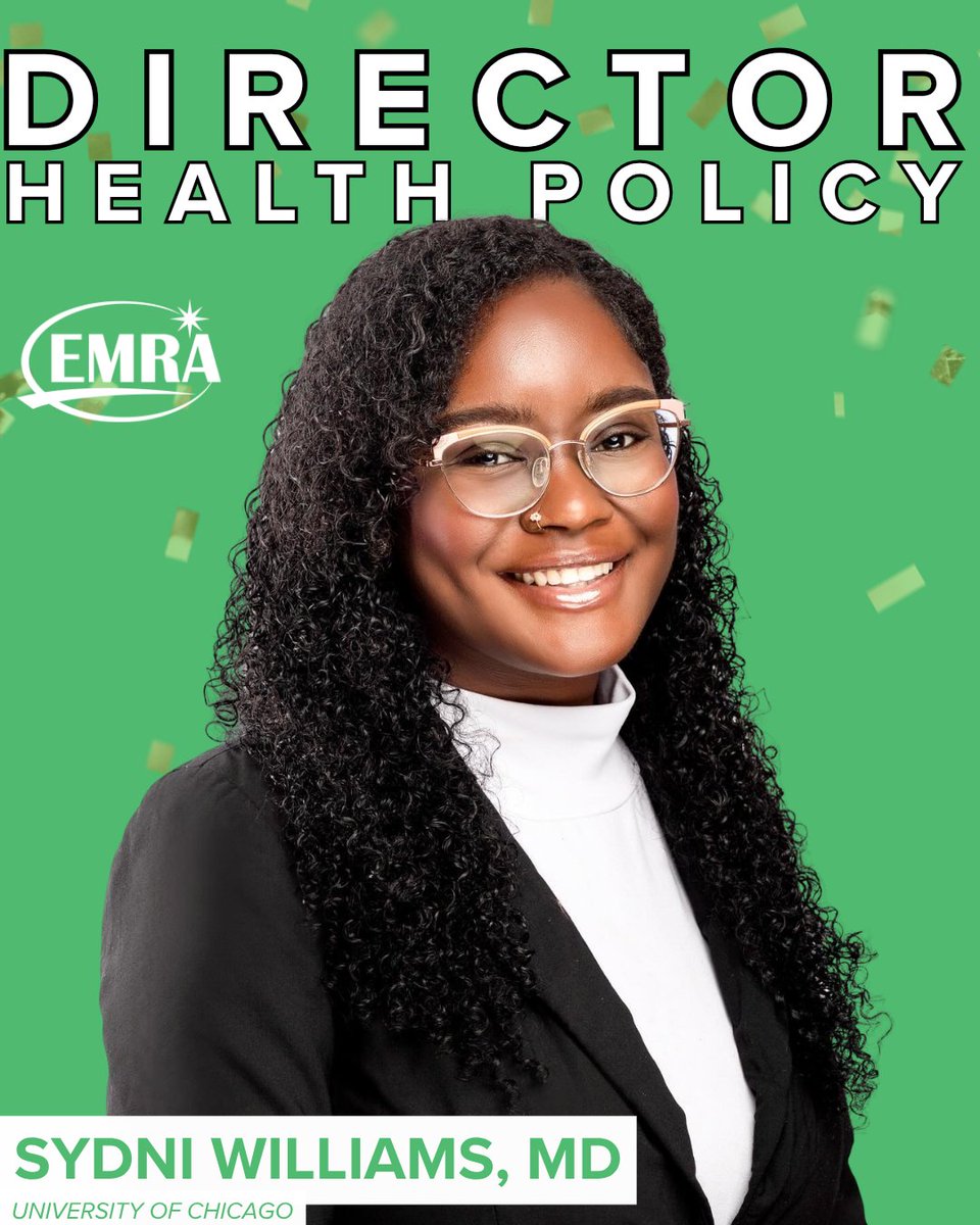 emresidents's tweet photo. 🌟 Congratulations to Sydni Williams, MD – @UChicagoEM our new EMRA Director of Health Policy! 

She'll lead EMRA's advocacy efforts, tackling the policy issues that shape the future of emergency medicine.

@ACEPNation

#EMRA #EMRAElections #EMBound #HealthPolicy https://t.co/a2csbbxAOs