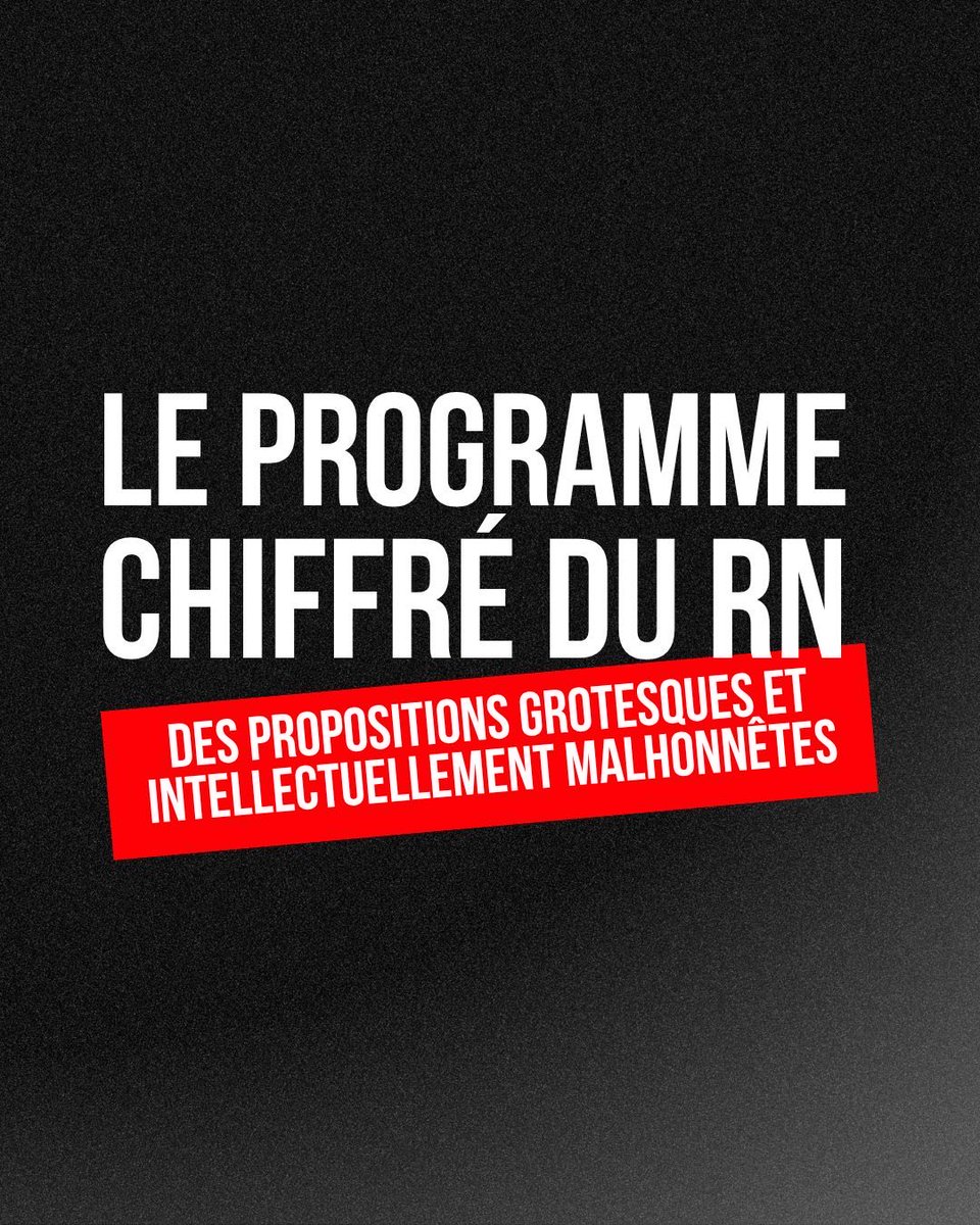 MaeldeCalan's tweet photo. Le @RNational_off a présenté son programme budgétaire. C’est une dinguerie digne de Mélenchon. En synthèse ⬇️

1️⃣ Des propositions dangereuses

➡️ 20 milliards de baisse de notre 
contribution à l’UE : ils préparent un Frexit sans le dire aux Français
➡️ 20 milliards demandés aux communes qu’ils assassinent 
➡️ 26 milliards de matraquage fiscal des entreprises pour faire fuir les investisseurs et remonter le chômage 

2️⃣ Des propositions grotesques qui relèvent de l’escroquerie intellectuelle en bande organisée 

➡️ 30 milliards d’économies sur l’immigration, grossièrement gonflées par 3 ou 4 fois
➡️ 32 milliards sur la lutte contre la fraude (une mystérieuse « réforme du cartel des marchés public » censée rapporter 6 milliards, un tout aussi mystérieux « prélèvement de la TVA à la source » censé rapporter 18 milliards !) 
➡️ 4 milliards sur une « réforme de la gestion des bons du Trésor » etc. etc.
➡️ Tout cela est un mensonge grotesque : ceux qui adhèrent aux propositions du RN doivent savoir que ces économies n’existent pas

3️⃣  Le grand oublié : la réforme des retraites

➡️ Le RN propose de ramener l’âge de départ à la retraite entre 60 et 62 ans, ce qui coutera 35 milliards par an
➡️ Au lieu de le reconnaître, le RN inscrit à la place dans son programme … 15 milliards d’économies sur les retraites en s’appuyant sur des « mesures de réparation du système » ! 🤡
➡️ Les seules propositions détaillées portent sur les dépenses nouvelles, dans tous les sens; qui s’élèveront de l’aveu même du RN à 70 milliards par an
➡️ 70 + 35 = 105 milliards d’aggravation du déficit 

Ces gens mettraient le pays en faillite