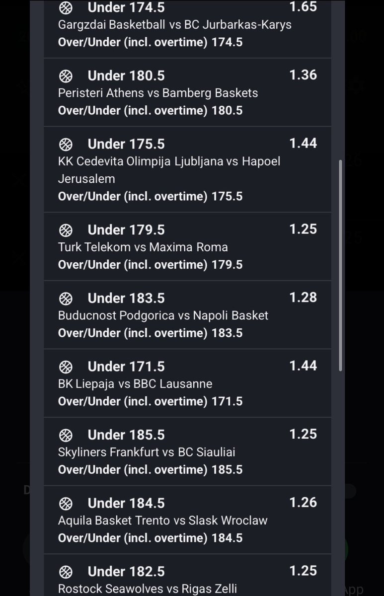 Bettips123's tweet photo. QV100H

basketball under FT 🏀 
All today 
#sportybet #basketball #boom #code https://t.co/NLpYBdPnR4