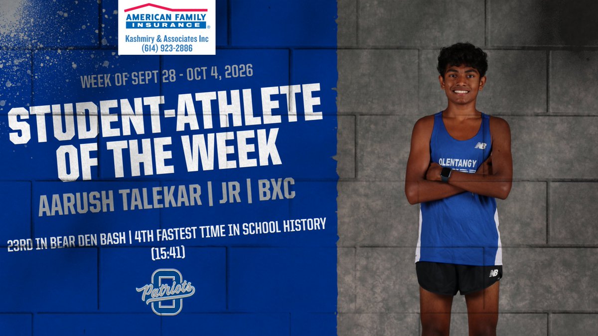 LHSAthleticDept's tweet photo. American Family Insurance Student Athlete of the Week
Congrats to Aarush Talekar of Boys Cross Country on being named last week's Student Athlete of the Week!
Read more about it ๐
https://t.co/39iBcAvxdw
#GoPatriots | #TheLibertyWay https://t.co/DYzzyXejox
