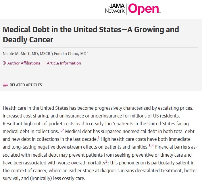 fumikochino's tweet photo. Our @CostsofCare @JAMANetworkOpen✍️:
Financial barriers from #medicaldebt may prevent pts from seeking preventive or timely care... this is 🔑 in cancer, where earlier dx stage means deescalated tx, better survival, and (ironically) less costly care. 

https://t.co/v6noKpH4E3 https://t.co/fHVq3HDx1O