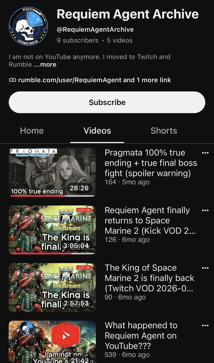 RealBTG_'s tweet photo. This is another channel of his. He admits to ban-evading in the video “what happened to Requiem Agent on YouTube?” https://t.co/SyuYYAFH5P
