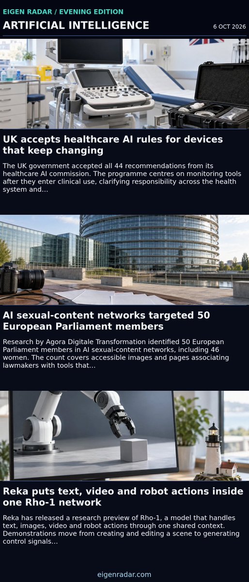 eigenradar's tweet photo. Eigen Radar Evening — Oct 6, 2026

• Alfa Watan sinks after drone attack off Bulgaria
• BPCE takes a 7 per cent stake in Banco Sabadell
• UK accepts healthcare AI rules for devices that keep changing
• Low grass pollen counts still accompany hay fever https://t.co/sEnFY3CUm9