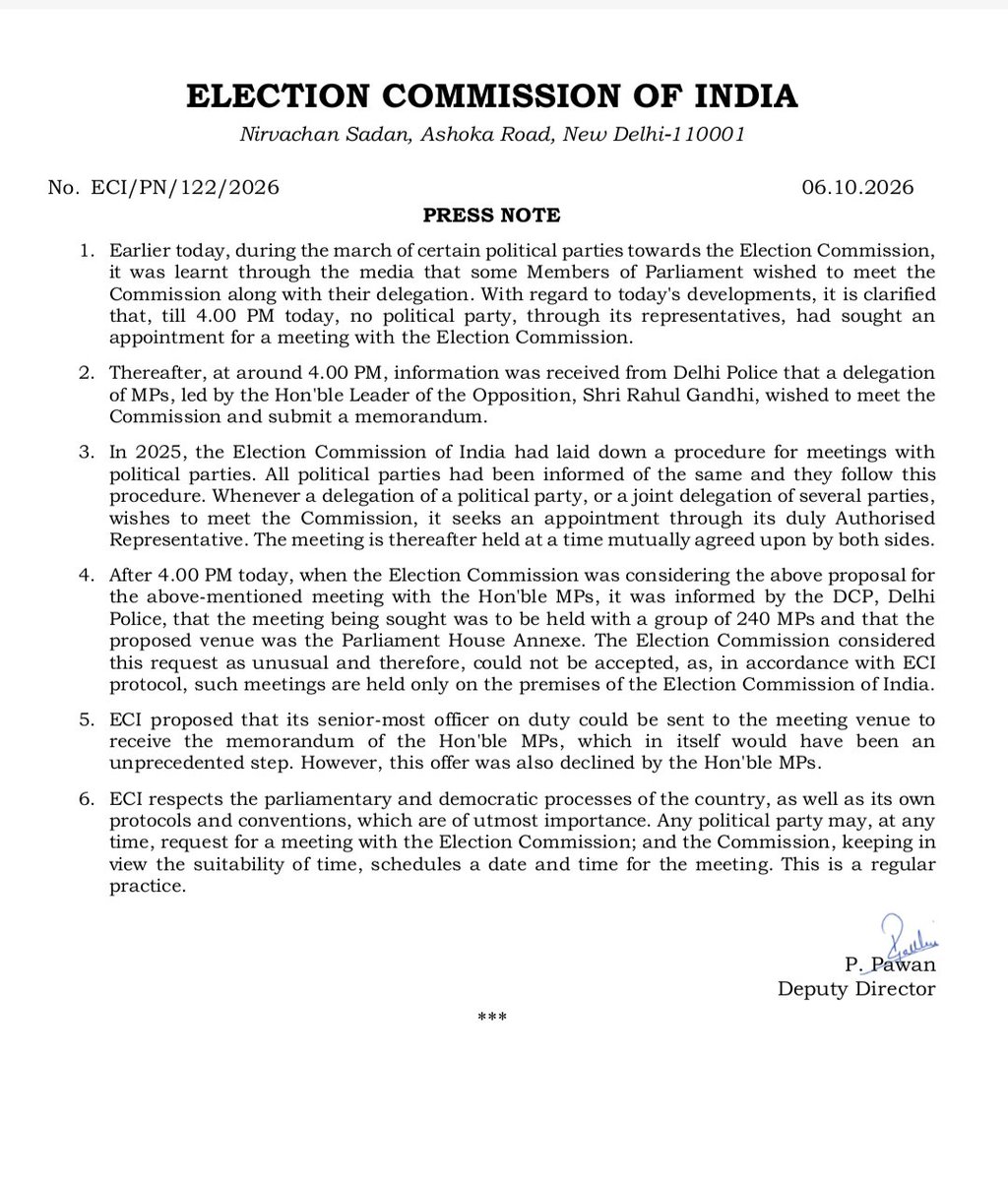 CEOWestBengal's tweet photo. Election Commission of India Press Note 

Date 🗓️ — 6 October 2026

#ECI #PressNote

@ECISVEEP 
@SpokespersonECI 
@PIBKolkata 
@AIRKolkata https://t.co/k9uTWCNDMu