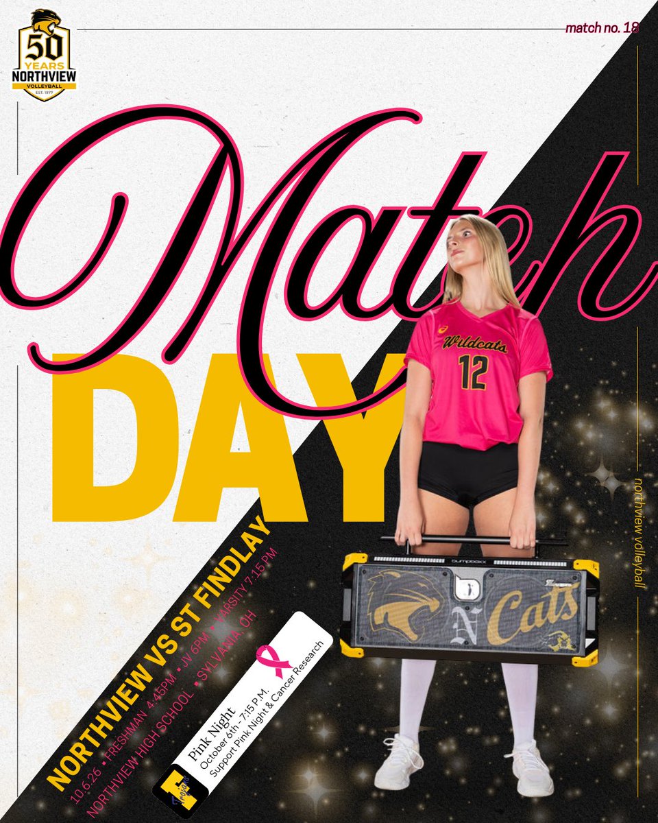 NVHSVBALL's tweet photo. Dig Pink ๐ at home vs. Findlay!
Support the Sideout Foundation - https://t.co/aaJfL323Bg
#GoCats #PointNorthview #NVVB #Numbers https://t.co/BynYSMWT60