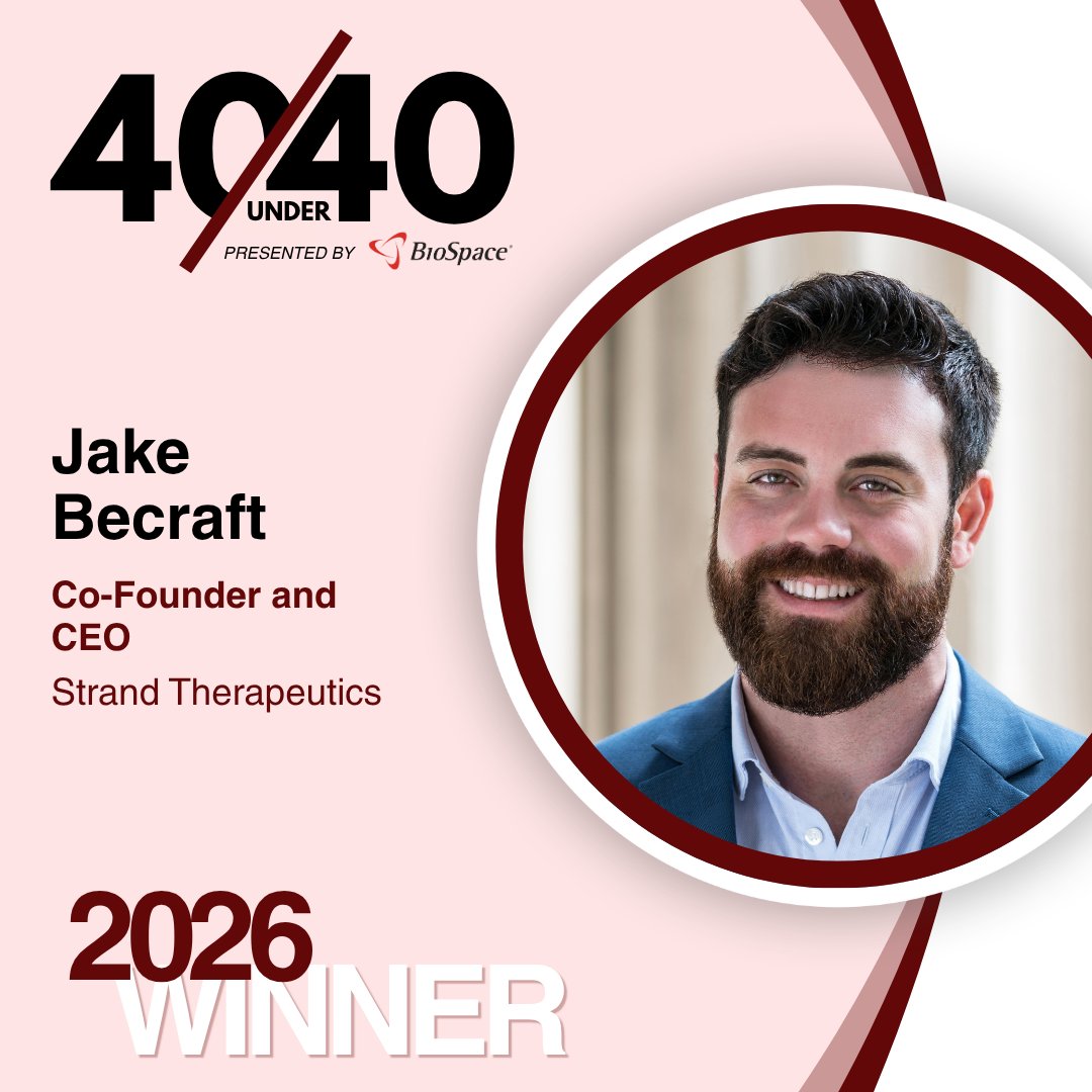 StrandTx's tweet photo. Celebrating our CEO and co-founder @DrSynbio on being named to this year's @biospace 40 Under 40 cohort. 

Jake continues to lead Strand with determination and tenacity as we work to improve treatment options for patients with cancer and other life-threatening diseases.

Congrats, Jake, and to all of this year's honorees!

See the full list here: https://t.co/SoVZ88OJqw