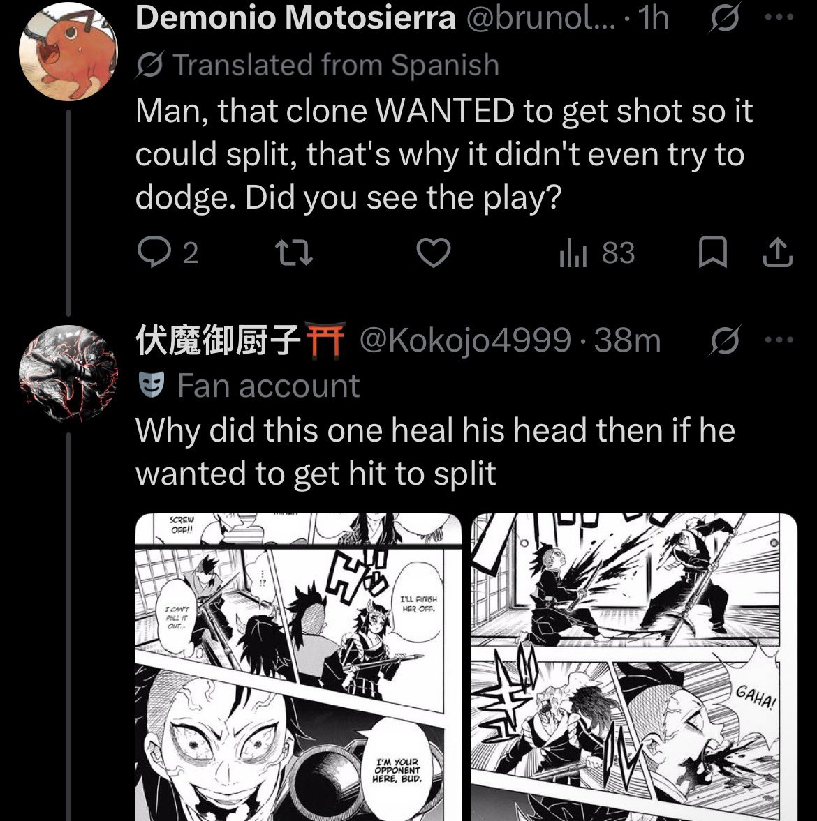 cloutxyx's tweet photo. OMG OMG OMG OMG 

Jjk fans…

chainsaw man fans are SMARTER THAN YALL?? Oh my god I can’t believe this…there’s no way… am I dreaming? Somebody wake me up…I genuinely can’t believe chainsaw man fans gotten smarter than jjk fans holy…Jjk fans yall is level 1 bru😭 https://t.co/UWc9PQYByT