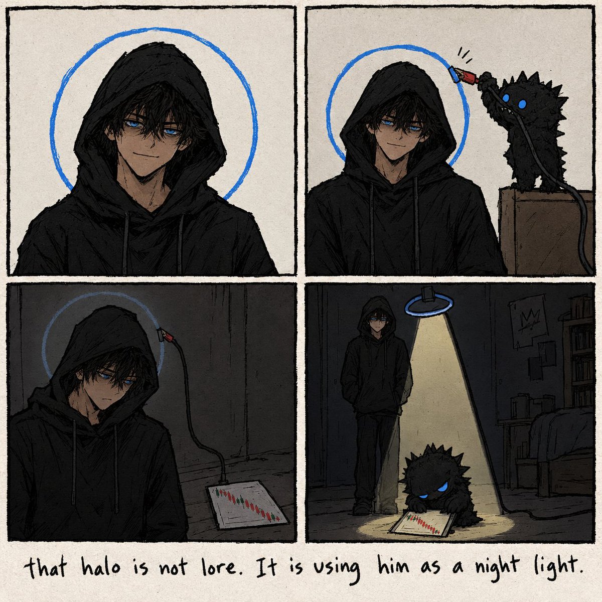 the_only_rema's tweet photo. that halo is not lore. It is using him as a night light.

@kaizoo404 $KAIJOO https://t.co/sWive3CGor