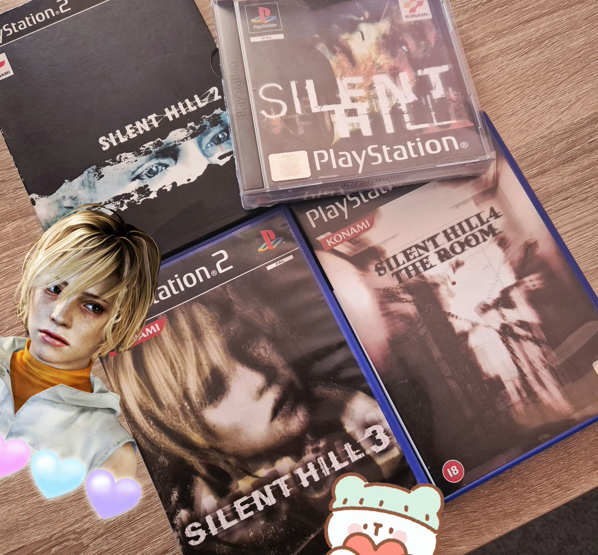 Marzcakez's tweet photo. My favourite Team Silent games on the PlayStation (⁠◕⁠ᴗ⁠◕⁠✿⁠)

♡ Silent Hill
♡ Silent Hill 2
♡ Silent Hill 3
♡ Silent Hill 4
#Retro #Horror https://t.co/XF7n4DQfPf