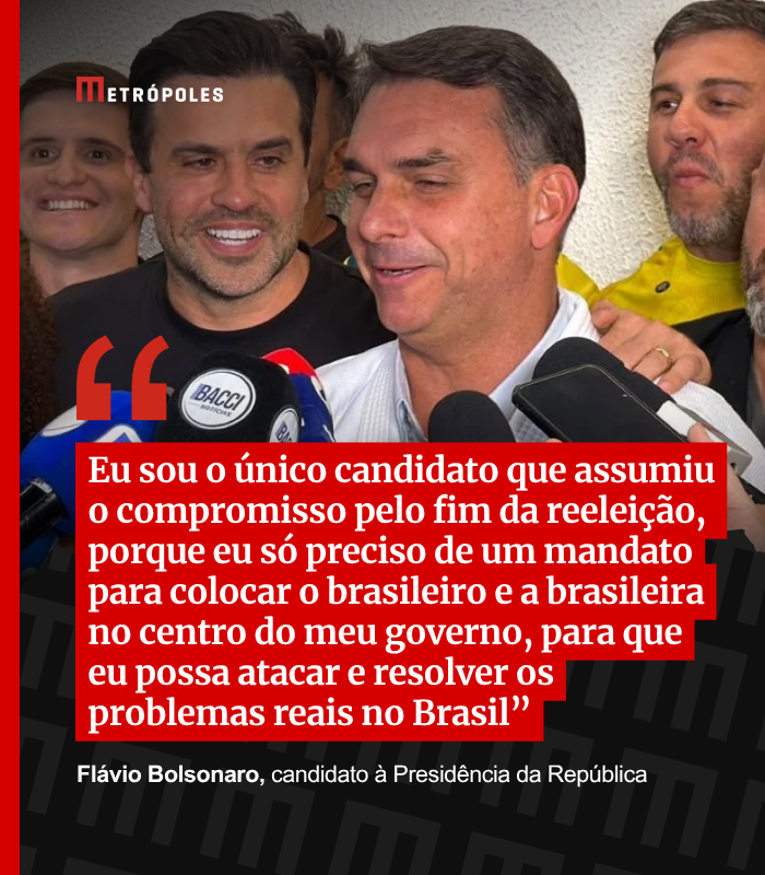 Metropoles's tweet photo. ➡️ Flávio Bolsonaro diz que abre mão de reeleição: "Só preciso de um mandato" https://t.co/3aVF8i1HQQ