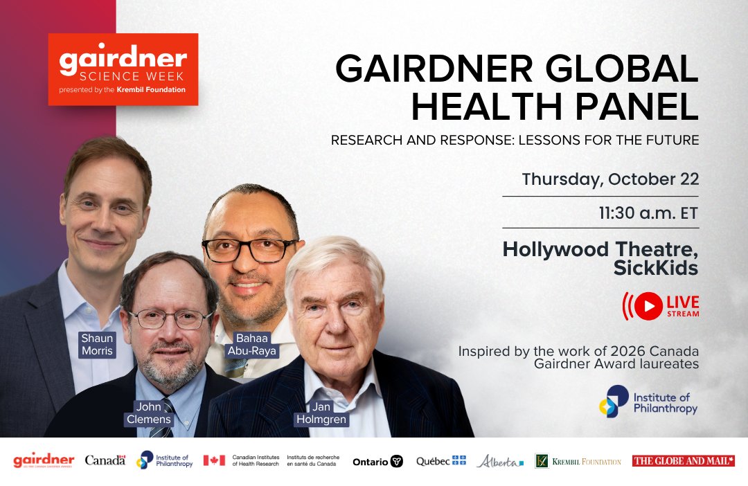 GairdnerAwards's tweet photo. Register for the Gairdner Global Health Panel - “Research and Response: Lessons for the Future"

📆Oct 22 11:30AM
📍Toronto &amp; Online
🎟️ Free
🔗 Register: https://t.co/9dUMXIhxAz

Thank you to the Institute of Philanthropy for sponsoring this #GairdnerScienceWeek event. https://t.co/sEt0YTxmaL