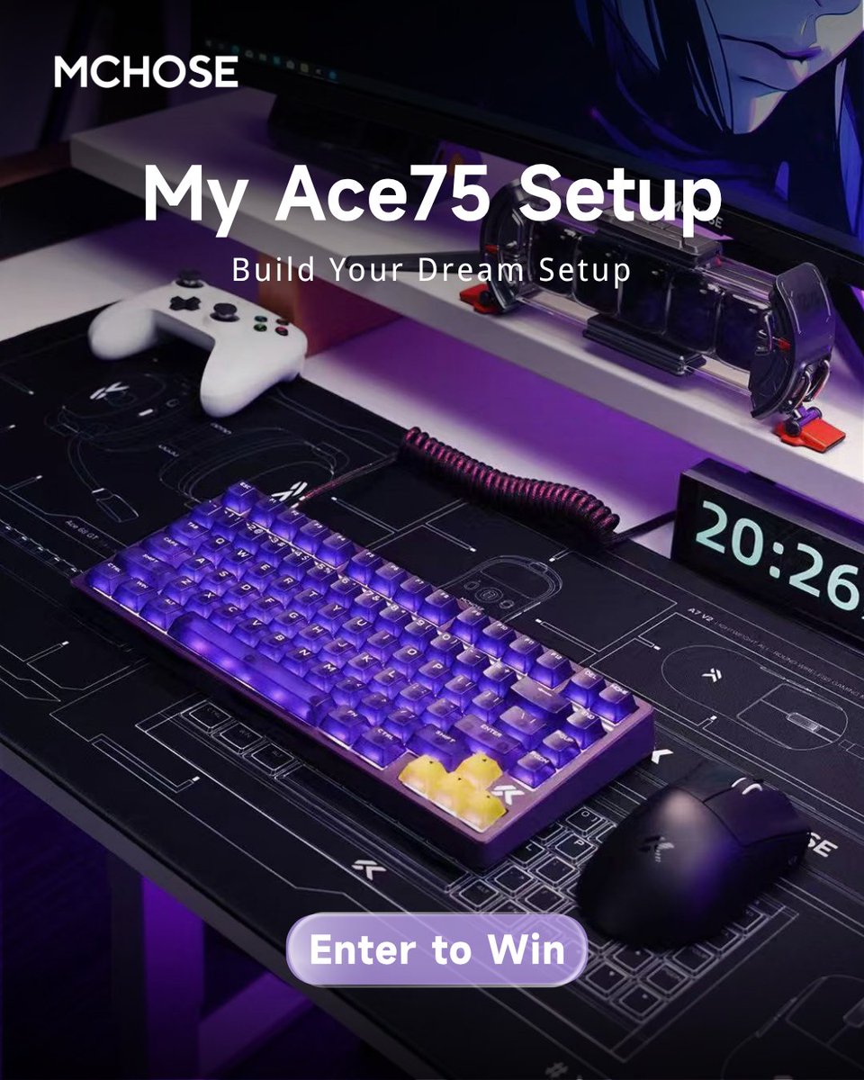 Mchose_official's tweet photo. π₯ #MyAce75Setup is live.
Pick your favorite ACE 75 color and build your dream setup with our official assets.
π₯ Assets: https://t.co/28hkouZgLZ
π
Ends Oct 24, 2026
How to join:
β’ Create your setup
β’ Post on X
β’ Tag @mchose_official
β’ Use #MyAce75Setup #MCHOSE #ACE75
π 3 random winners:
π₯ K7 V2 Mouse + Mouse Pad
π₯ L7 Mouse + Wrist Rest
π₯ V9 Pro Headset + Baseball Cap
Official assets are for campaign use only. Winners will be randomly selected from eligible entries.
#GamingSetup #DeskSetup