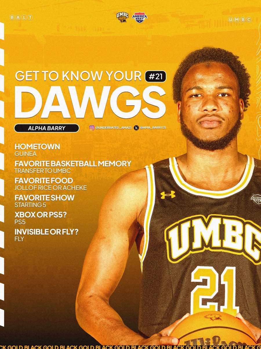 UMBC_MBB's tweet photo. Get to know your 2026-27 Dawgs…

Next up, from 🇬🇳, Alpha Barry 

#RetrieverNation #GoDawgs https://t.co/Y9reaLqWIP