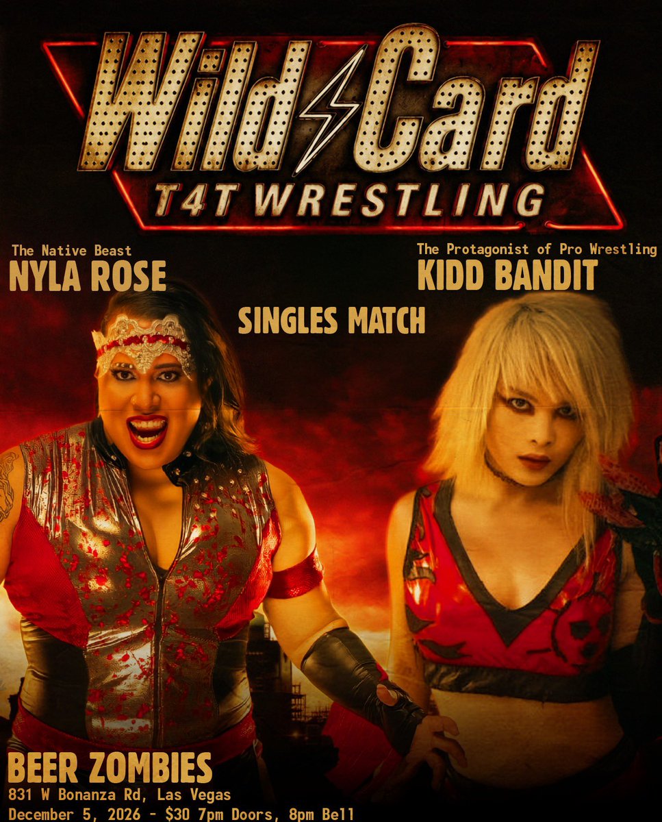 T4TWrestle's tweet photo. Match Announcement!

Nyla Rose takes on a returning Kidd Bandit in a showdown that will rival the duel between the Big Iron Arizona Ranger and the Outlaw Texas Red!

Get your tickets today!

Event proceeds will be going towards the Funny Bone Fundraiser https://t.co/gSsAyhoroT