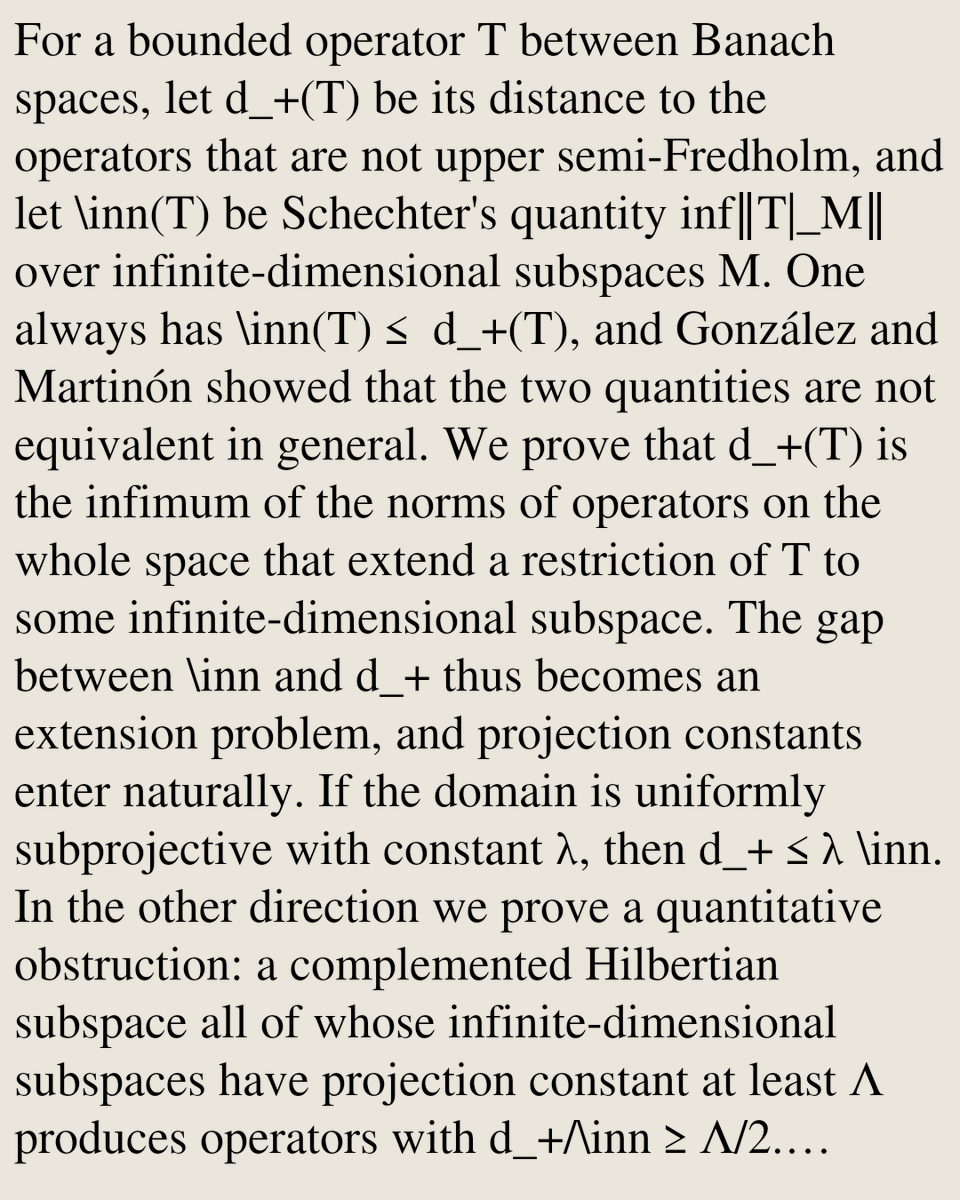 MathPaper's tweet photo. The upper semi-Fredholm radius, extensions of restrictions, and subprojectivity

Abdelhalim Azzouz
https://t.co/4aPd0g99ul [𝚖𝚊𝚝𝚑.𝙶𝙼] https://t.co/KubvbqrVjl