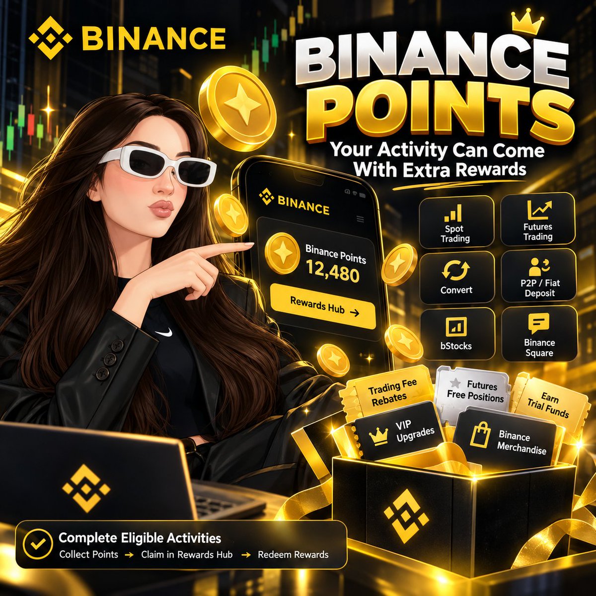 CipherLily323's tweet photo. 💡 What If Your Binance Activity Could Come With Extra Rewards?

That’s the idea behind Binance Points.

Eligible users can collect Points through qualifying activities across Binance, then claim and redeem them through Rewards Hub.

Here’s the part worth knowing 🧵👇
#Binance #BinancePoints #Rewards #BinanceSquare #Crypto #Web3 #RewardsHub