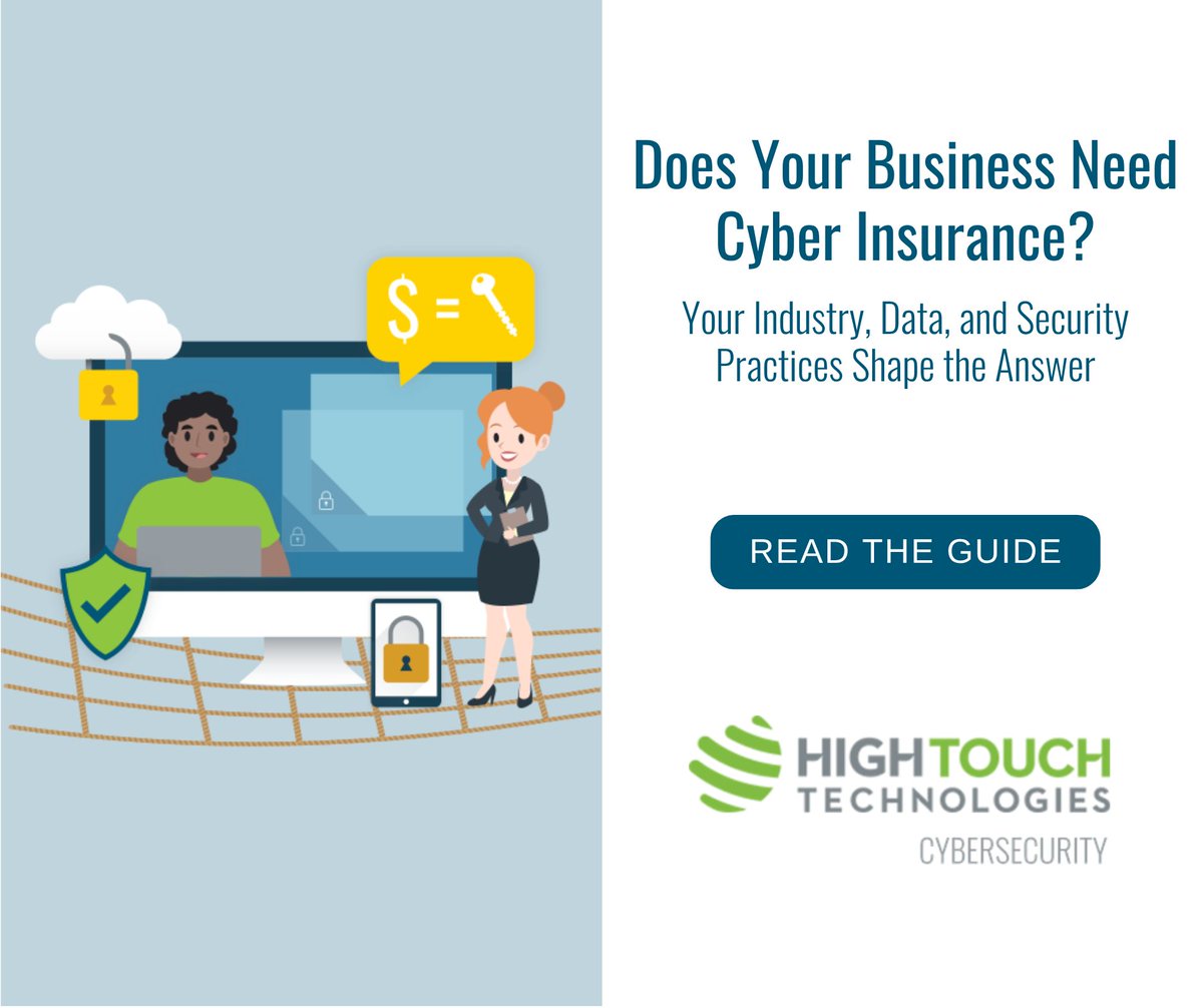 HighTouch's tweet photo. Your business doesn’t have to be large to face a costly data breach.

If you handle customer data, cyber insurance can help cover certain response and recovery costs. Your industry and current security may also affect the coverage you need.

#CyberInsurance https://t.co/OqCAoAo971