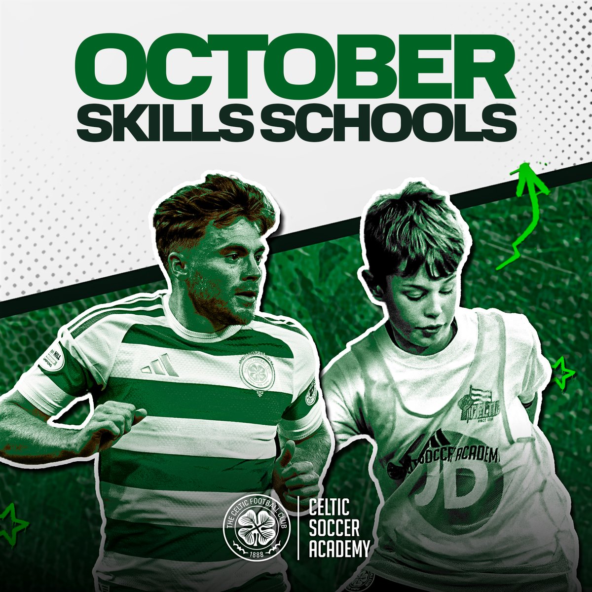 CelticFC's tweet photo. 🤩 Win a mascot opportunity for the match against Dundee United on October 28 with Celtic Soccer Academy

All participants in their upcoming October Skills School camp will be automatically entered into the draw to win this great prize ⤵️

https://t.co/SfPxbqk6GR

#CelticFC🍀 https://t.co/Yf2D0VPqc2