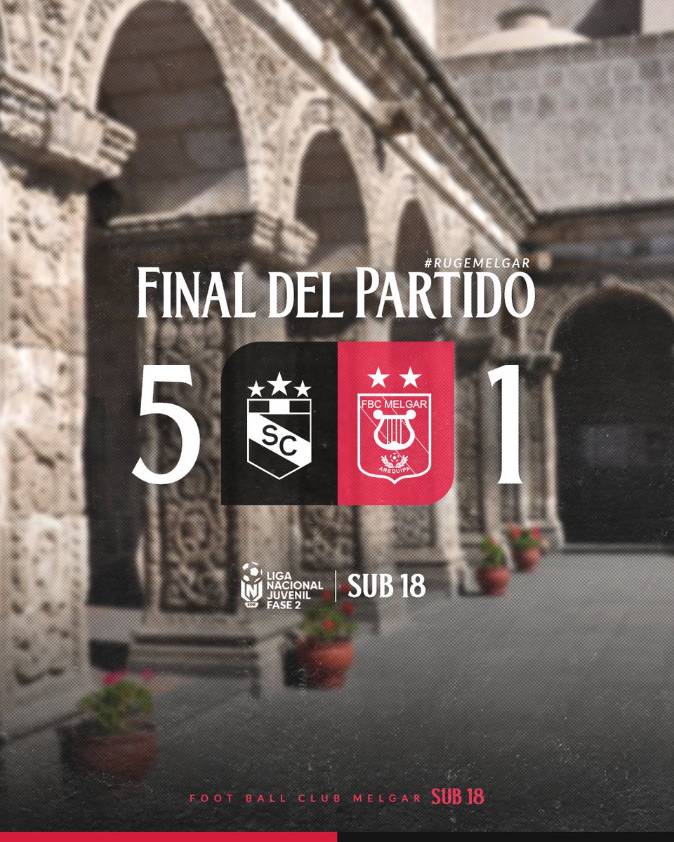 MelgarOficial's tweet photo. 45' ST | Final del partido. ⏱️ Vamos, equipo, queda mucho camino por delante y seguimos unidos por el objetivo, ¡RUGE MELGAR! 👊🔴⚫️

📌 #LigaNacionalJuvenil / Fase 2 / Fecha 5
📌  S. Cristal 5 - 1 #FBCMelgarSUB18 
⚽️ Dylan Tarqui

🔁 Cambios durante el partido:
➡️🟢 Adriano Lecaros
⬅️🔴 Keith Yañez

➡️🟢 Ronald Rodríguez
⬅️🔴 Roberto Cervantes

➡️🟢 Dylan Tarqui
⬅️🔴 Joao Ayala

#RugeMelgar
#LaRojinegraONada