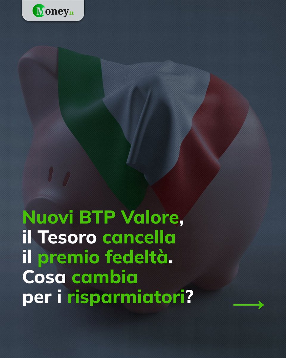 moneypuntoit's tweet photo. BTP Valore, addio al premio fedeltร
I dettagli ๐ https://t.co/OCjw4o9tmu
#BTPValore #BTP #TitoliDiStato #Risparmiare #Investimenti #MEF #Finanza https://t.co/Aqy7PQtbm6