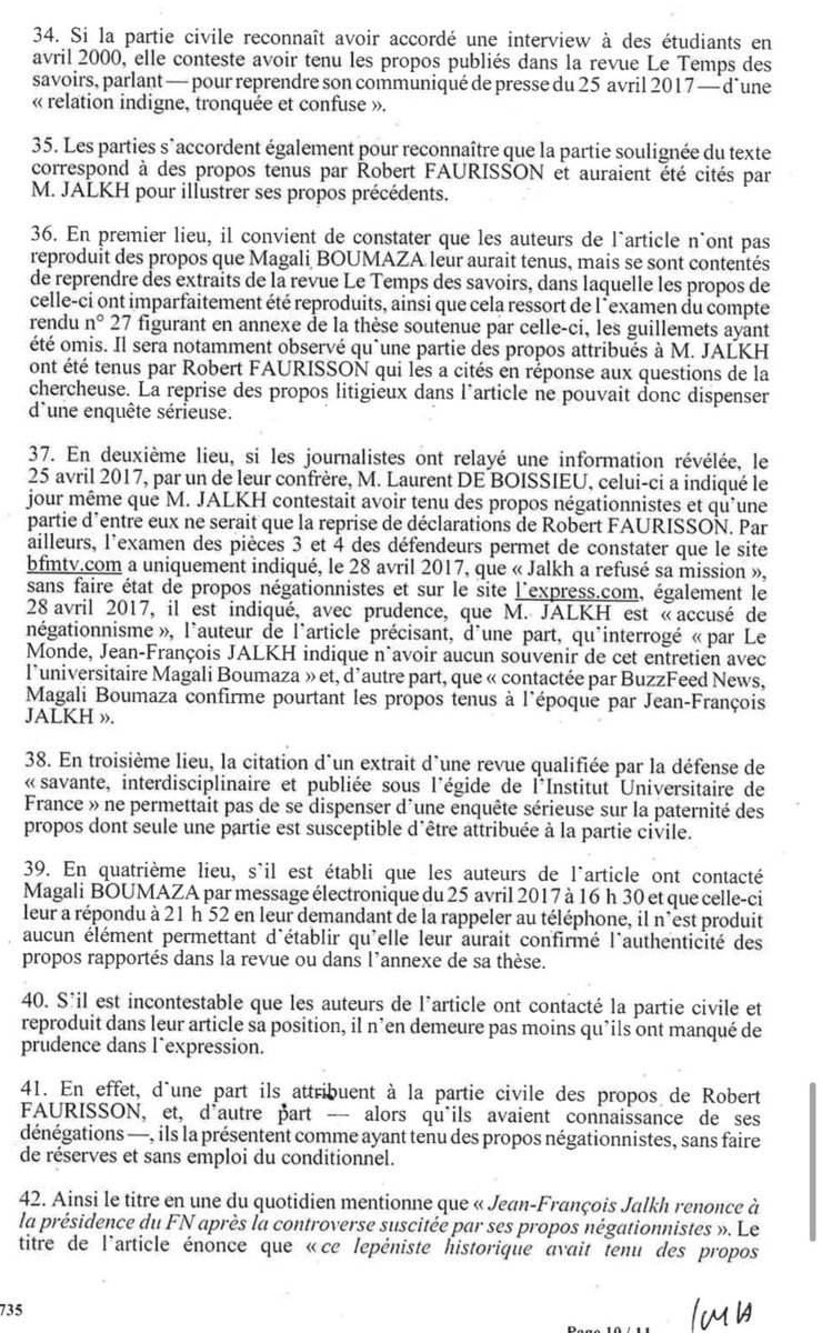 jllacapelle's tweet photo. Monsieur @edwyplenel vous diffamez et mentez de nouveau !!!!!!!
Voici l’extrait de l’arrêt de la cour d’appel confirmé par la cour de cassation qui confirme la diffamation contre Jean-Francois Jalkh et condamnant vos complices du Journal le Monde.
Alors stop maintenant !
1) petit rappel : la diffamation peut être condamnée au pénal ou au civil. Preparez-vous.
2) attaquer @JFJalkh qui est sur un lit de mort reflète l’immondice que vous incarnez.